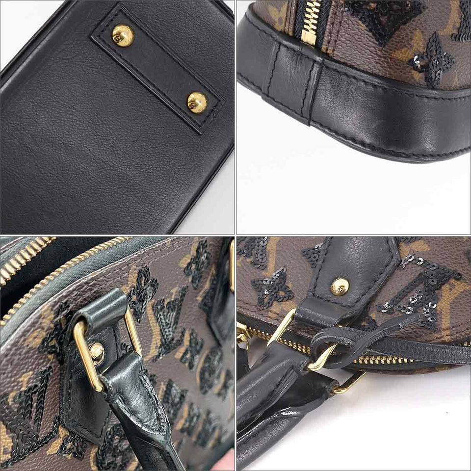 Louis Vuitton Monogram Eclipse Alma BB Hand Bag Brown Black Sequin