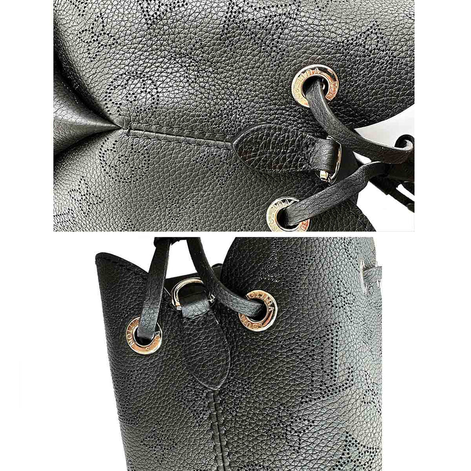 Louis Vuitton Mahina Bella 2way Shoulder Hand Bag Leather Noir