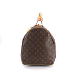 Louis Vuitton Monogram Keepall 55 Boston Bag Brown Gold Hardware