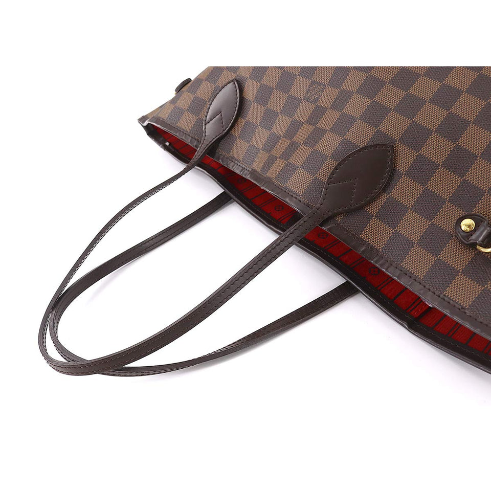 Louis Vuitton Damier Neverfull MM Tote Bag Ebene Cerise Brown