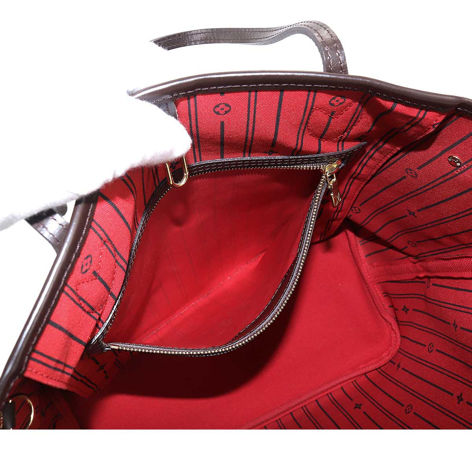 Louis Vuitton Damier Neverfull MM Tote Bag Ebene Cerise Brown