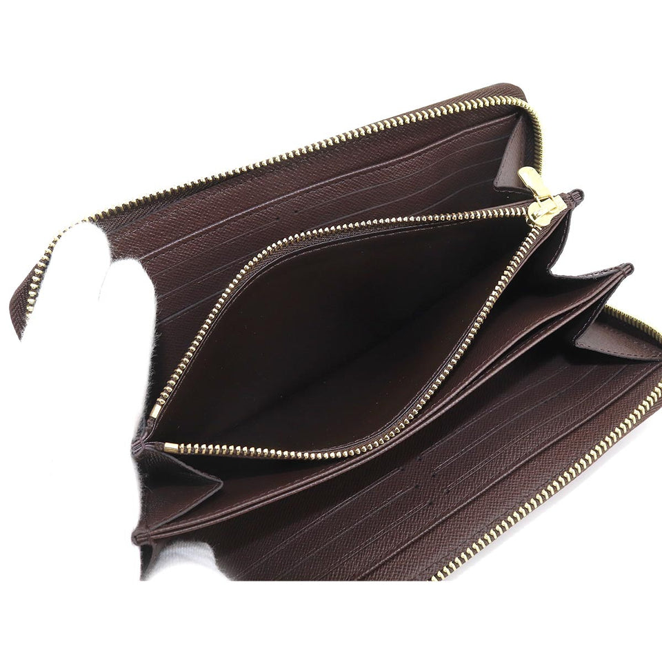 Louis Vuitton Damier Zippy Wallet Round Zipper Long Wallet Ebene Brown