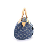 Louis Vuitton Monogram Denim Neo Speedy Hand Bag Canvas Leather Blue