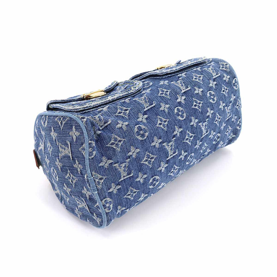 Louis Vuitton Monogram Denim Neo Speedy Hand Bag Canvas Leather Blue