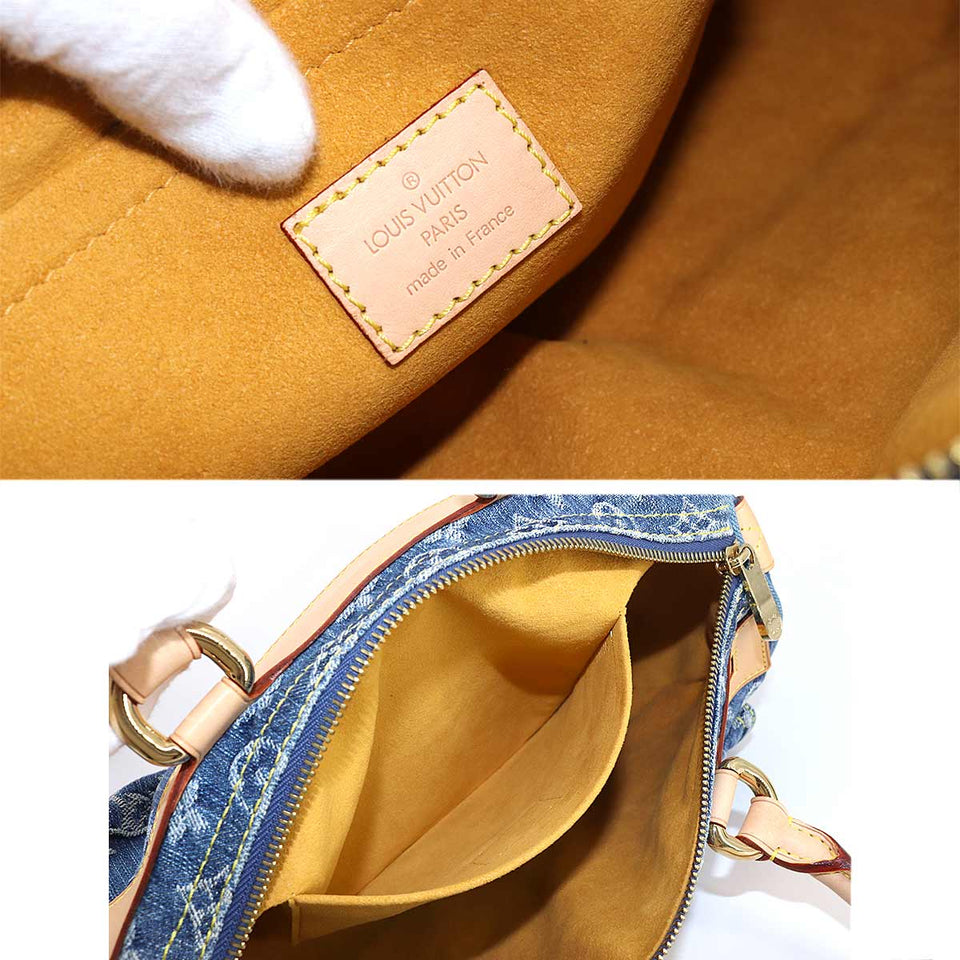 Louis Vuitton Monogram Denim Neo Speedy Hand Bag Canvas Leather Blue