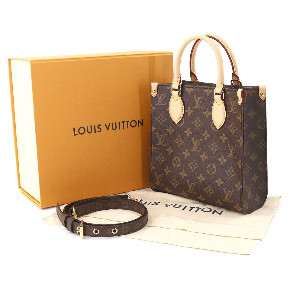 Louis Vuitton Monogram Sac Plat BB 2way Hand Shoulder Bag Brown