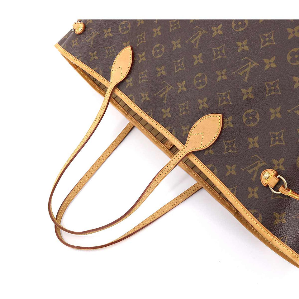 Louis Vuitton Monogram Neverfull GM Tote Bag Brown Gold Hardware