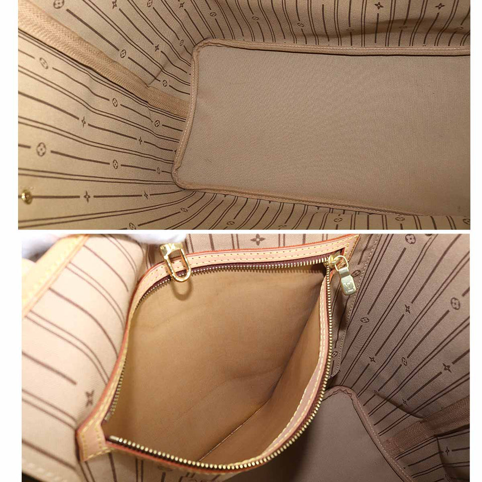 Louis Vuitton Monogram Neverfull GM Tote Bag Brown Gold Hardware