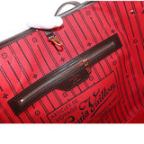Louis Vuitton Damier Neverfull MM Tote Bag Ebene Cerise Brown