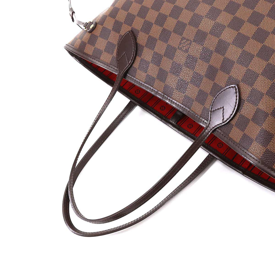 Louis Vuitton Damier Neverfull MM Tote Bag Ebene Cerise Brown