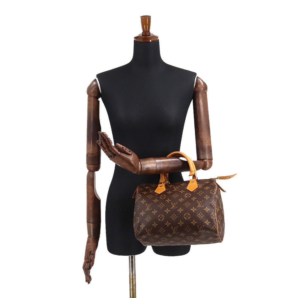 Louis Vuitton Monogram Speedy 25 Hand Bag Brown Gold Hardware