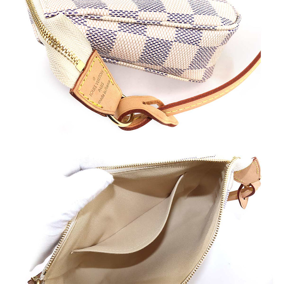 Louis Vuitton Damier Azur Pochette Accessoires Pouch Gold Metal