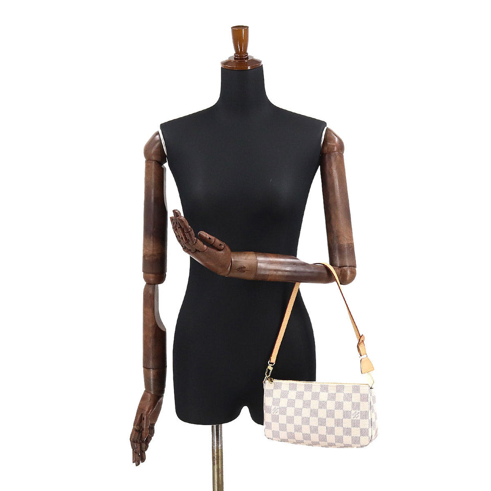 Louis Vuitton Damier Azur Pochette Accessoires Pouch Gold Metal
