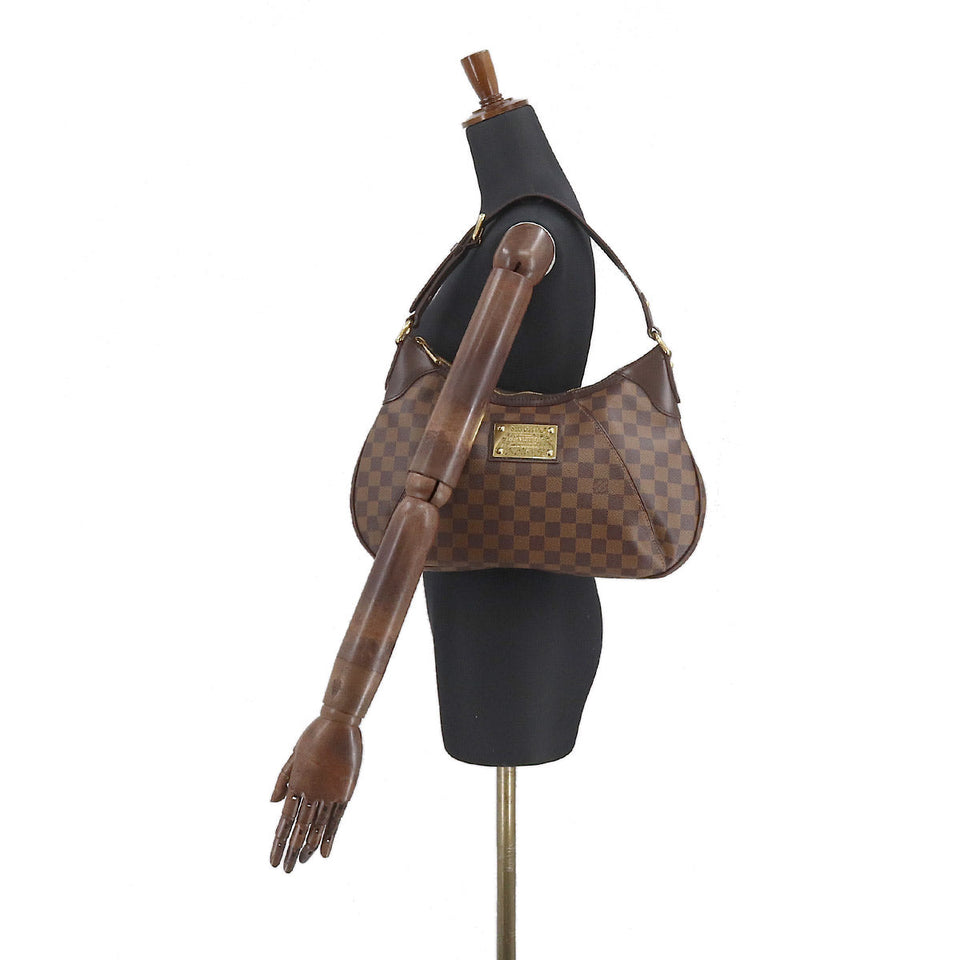 Louis Vuitton Damier Thames GM Shoulder Bag Ebene Gold Metal