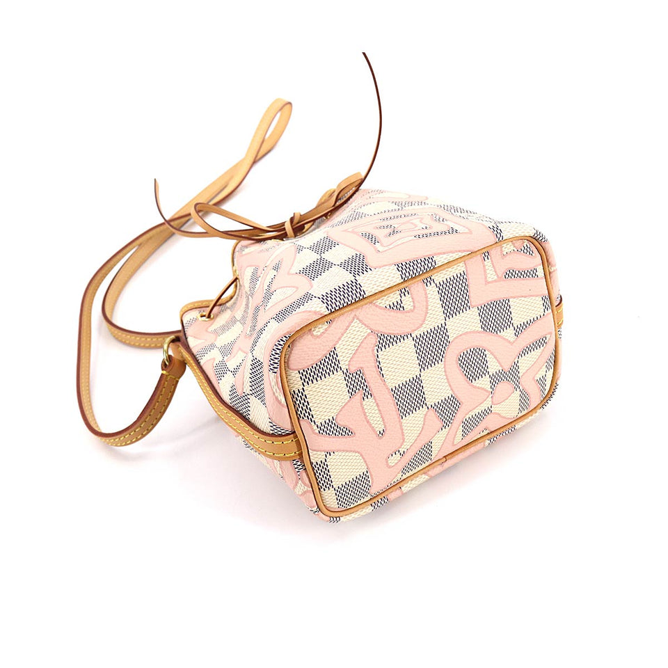 Louis Vuitton Damier Azur Tahiti Nano Noe Shoulder Bag White Rose