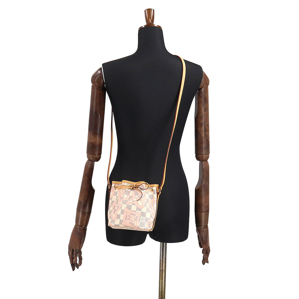 Louis Vuitton Damier Azur Tahiti Nano Noe Shoulder Bag White Rose