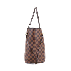 Louis Vuitton Damier Neverfull MM Tote Bag Ebene Brown Gold Metal