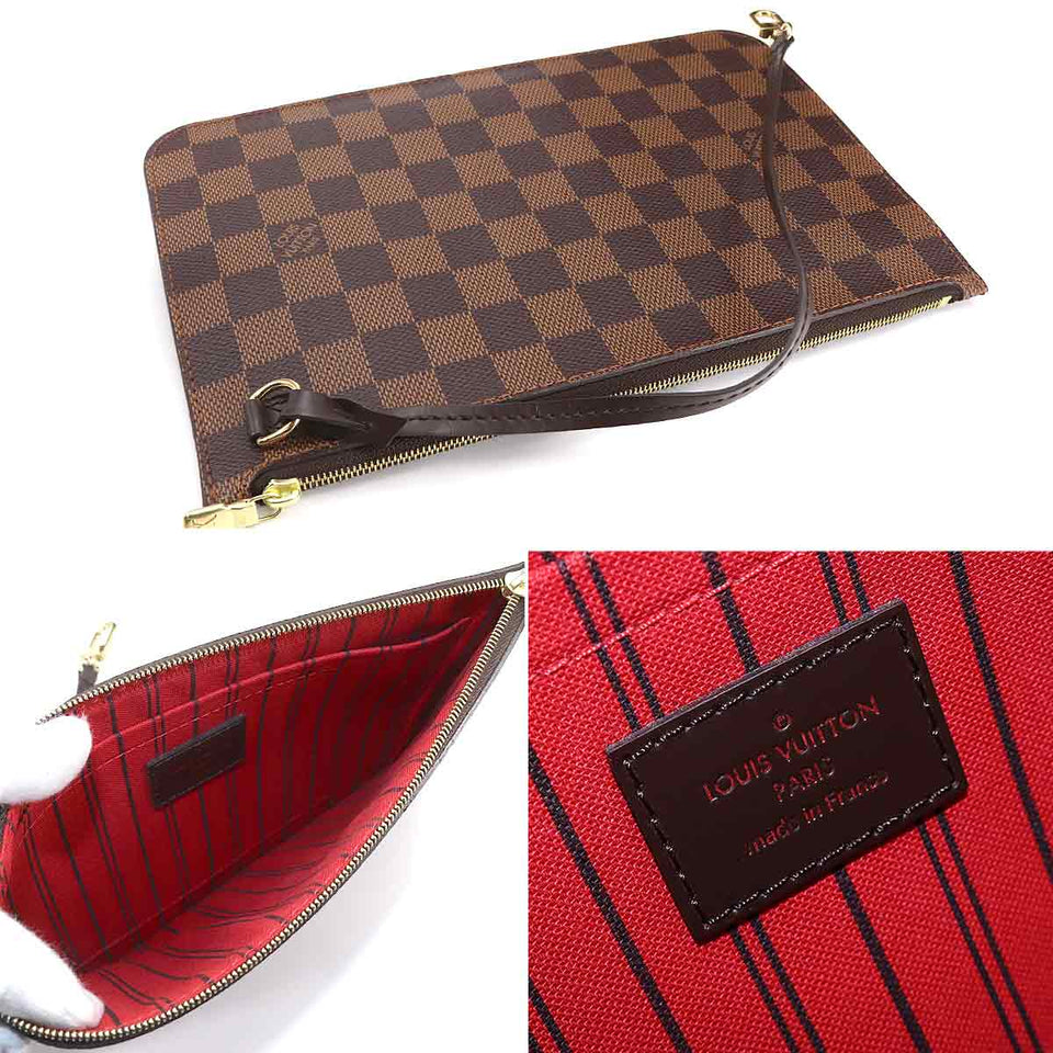 Louis Vuitton Damier Neverfull MM Tote Bag Ebene Brown Gold Metal