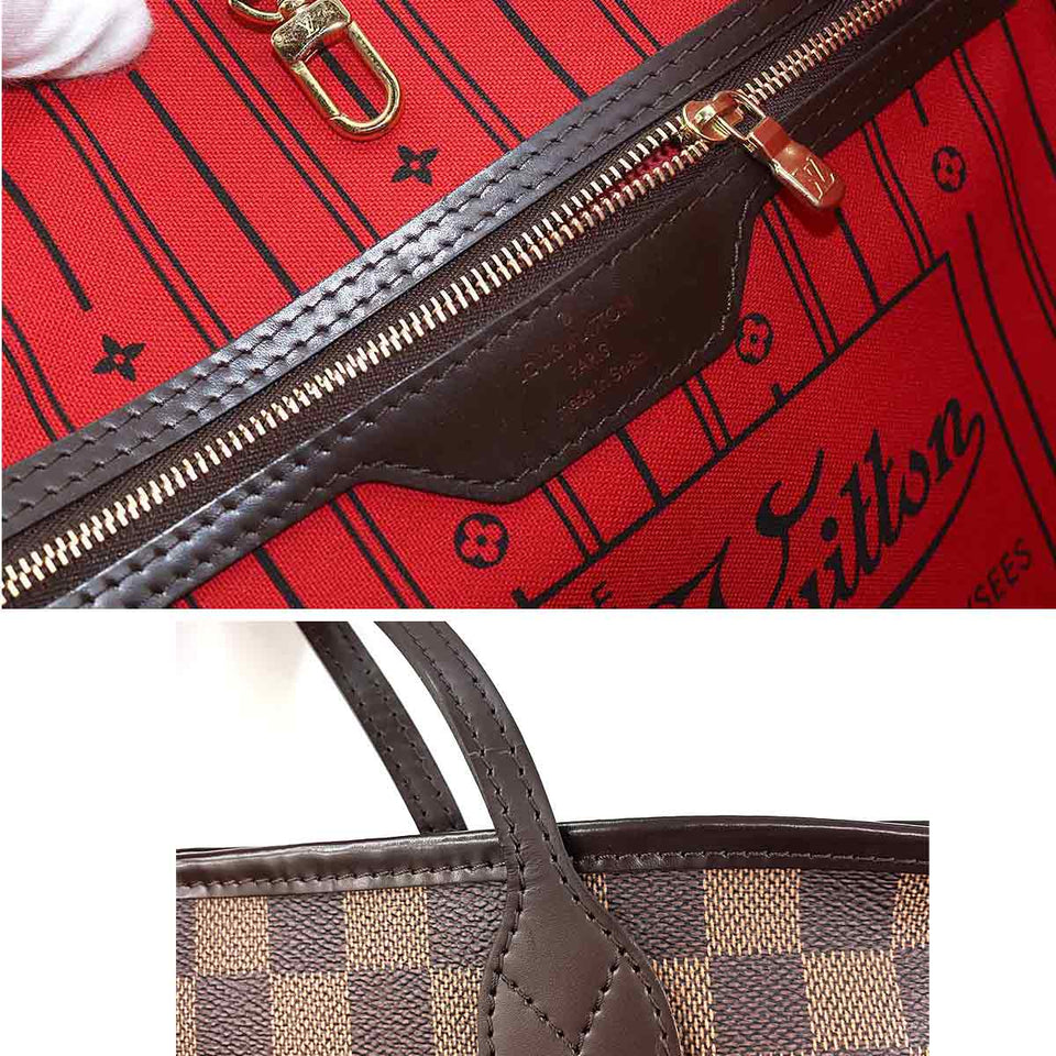 Louis Vuitton Damier Neverfull MM Tote Bag Ebene Brown