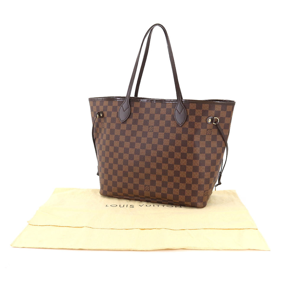 Louis Vuitton Damier Neverfull MM Tote Bag Ebene Brown