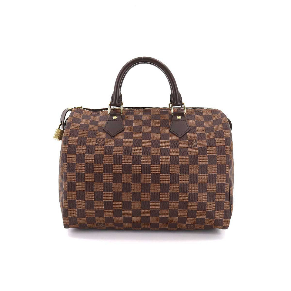 Louis Vuitton Damier Speedy 30 Hand Bag Ebene Brown Gold Hardware