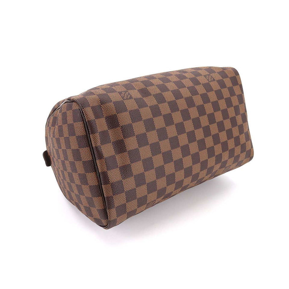 Louis Vuitton Damier Speedy 30 Hand Bag Ebene Brown Gold Hardware