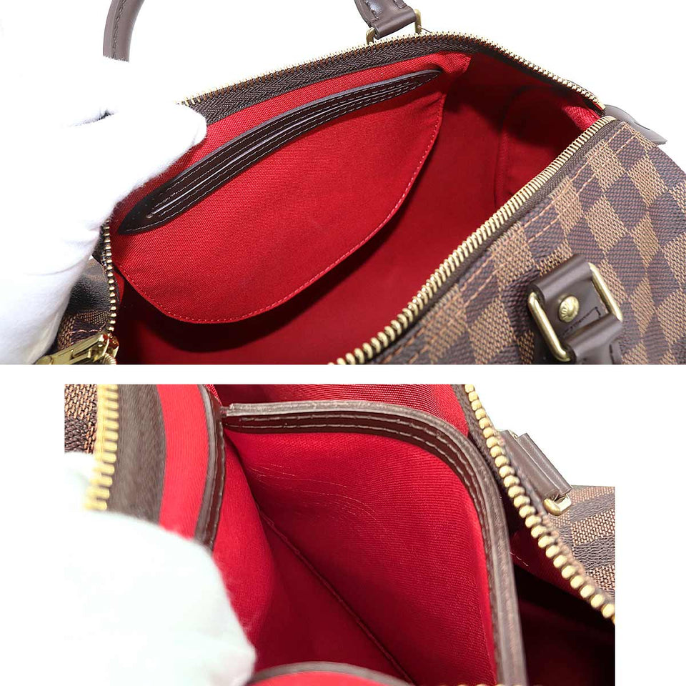 Louis Vuitton Damier Speedy 30 Hand Bag Ebene Brown Gold Hardware