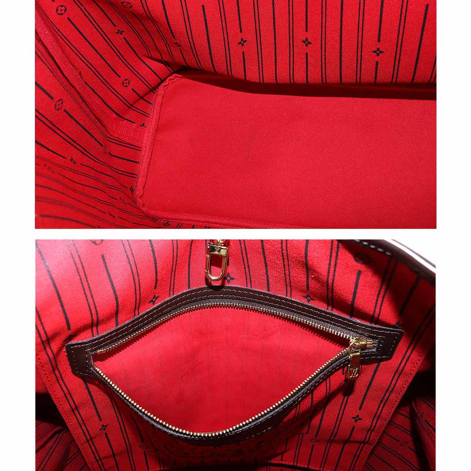 Louis Vuitton Damier Neverfull MM Tote Bag Ebene Cerise Brown
