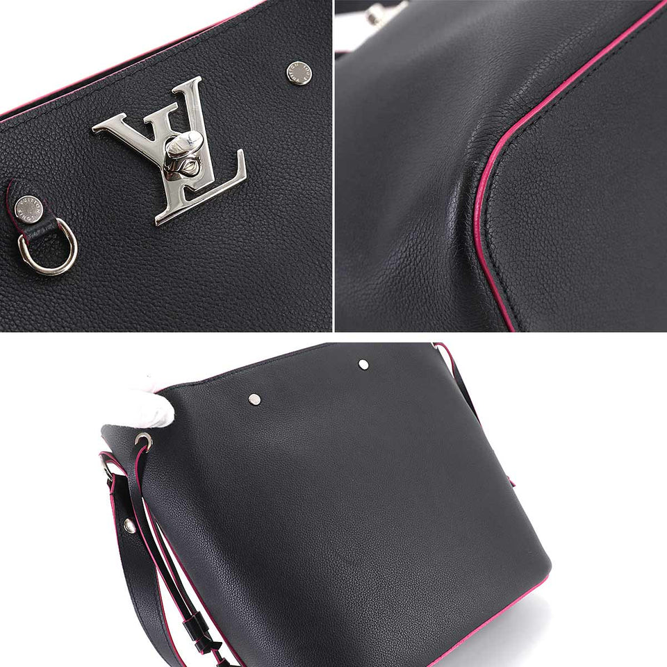 Louis Vuitton Lock Me Bucket Shoulder Bag Leather Noir
