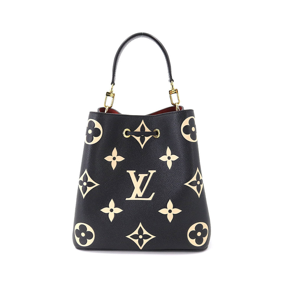 Louis Vuitton Bicolor Emplant NeoNoe MM Shoulder Bag Leather Black Beige