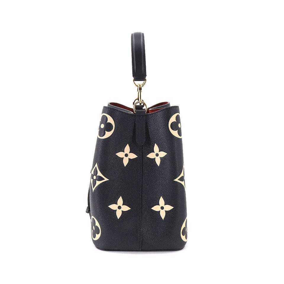 Louis Vuitton Bicolor Emplant NeoNoe MM Shoulder Bag Leather Black Beige