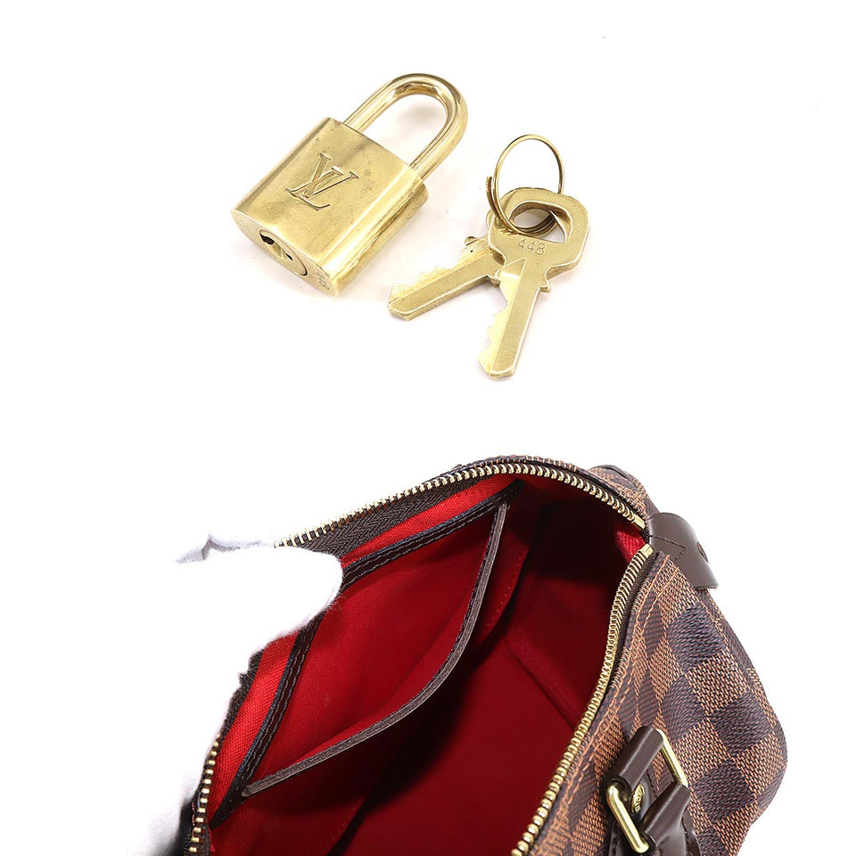Louis Vuitton Damier Speedy 25 Hand Bag Ebene Brown Gold Hardware