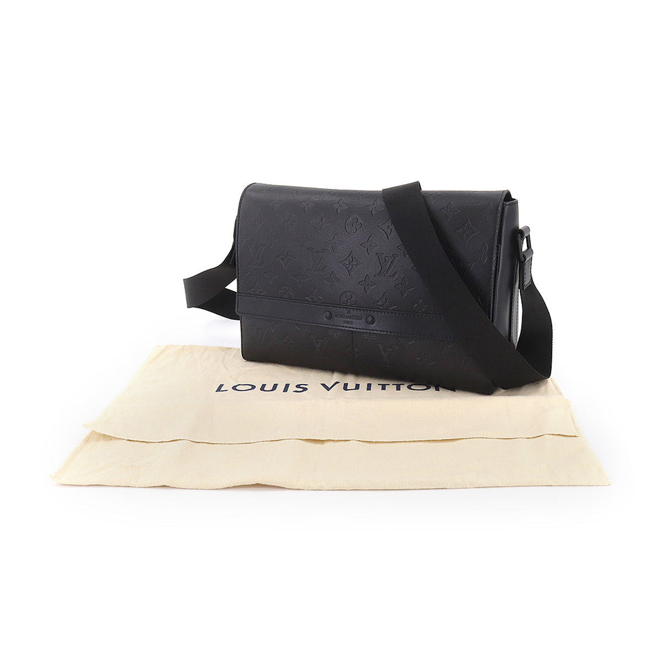 Louis Vuitton Monogram Shadow Sprinter Messenger Shoulder Bag Leather Noir