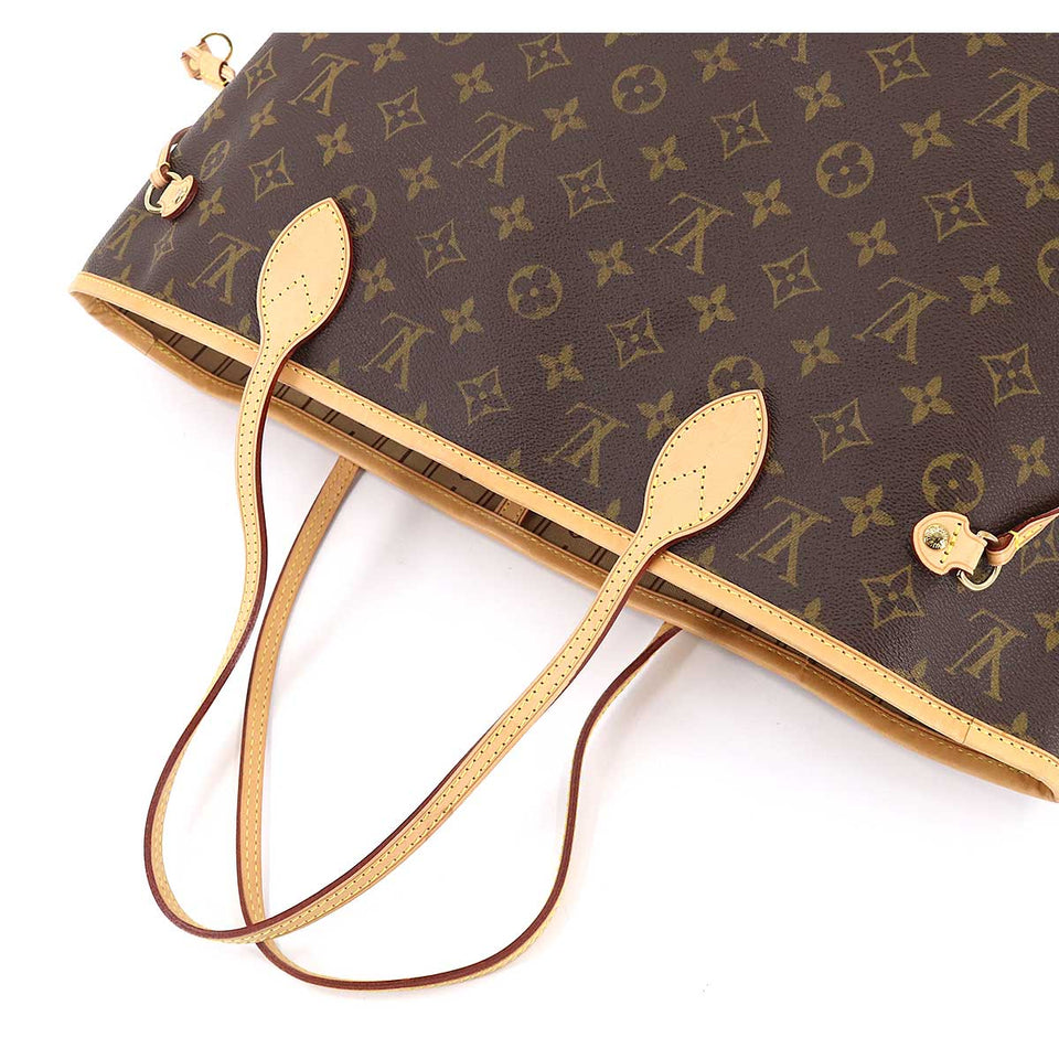 Louis Vuitton Monogram Neverfull MM Tote Bag Brown Beige