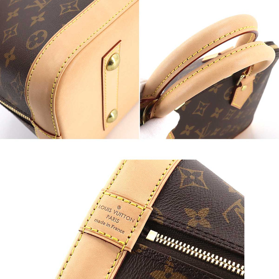 Louis Vuitton Monogram Alma PM Hand Bag Brown Gold Metal