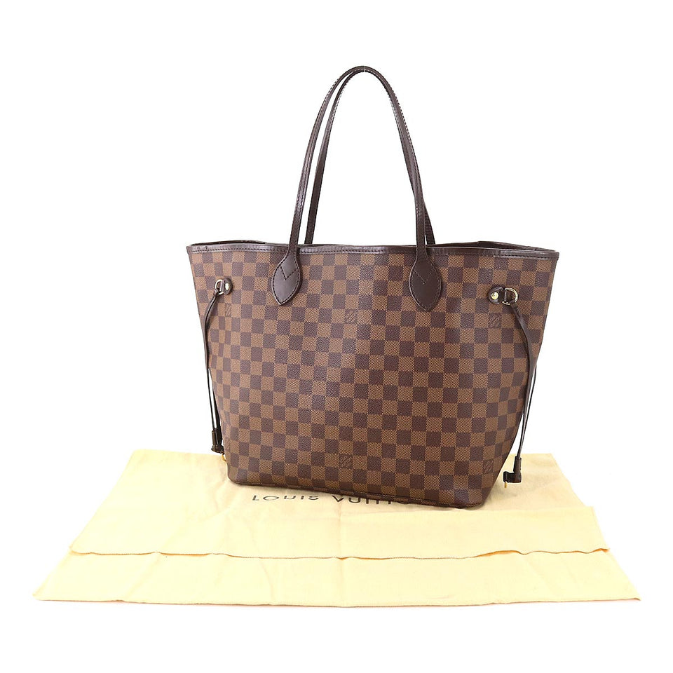 Louis Vuitton Damier Neverfull MM Tote Bag Ebene Brown