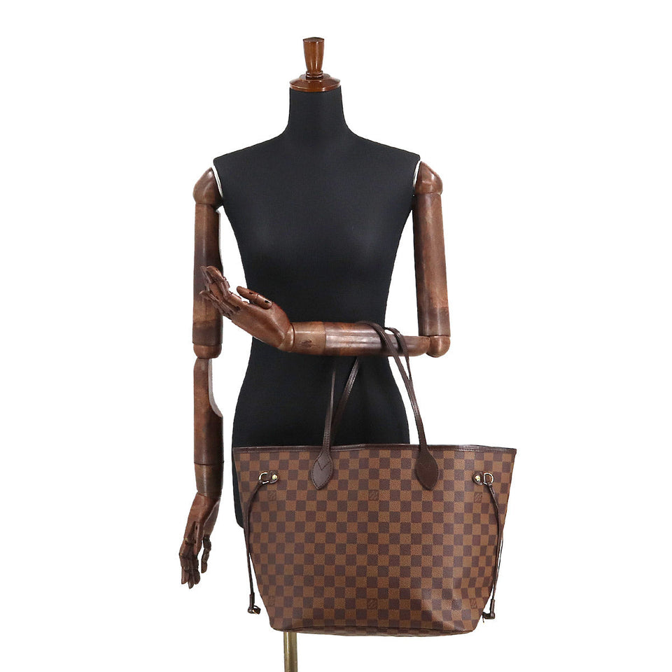 Louis Vuitton Damier Neverfull MM Tote Bag Ebene Brown