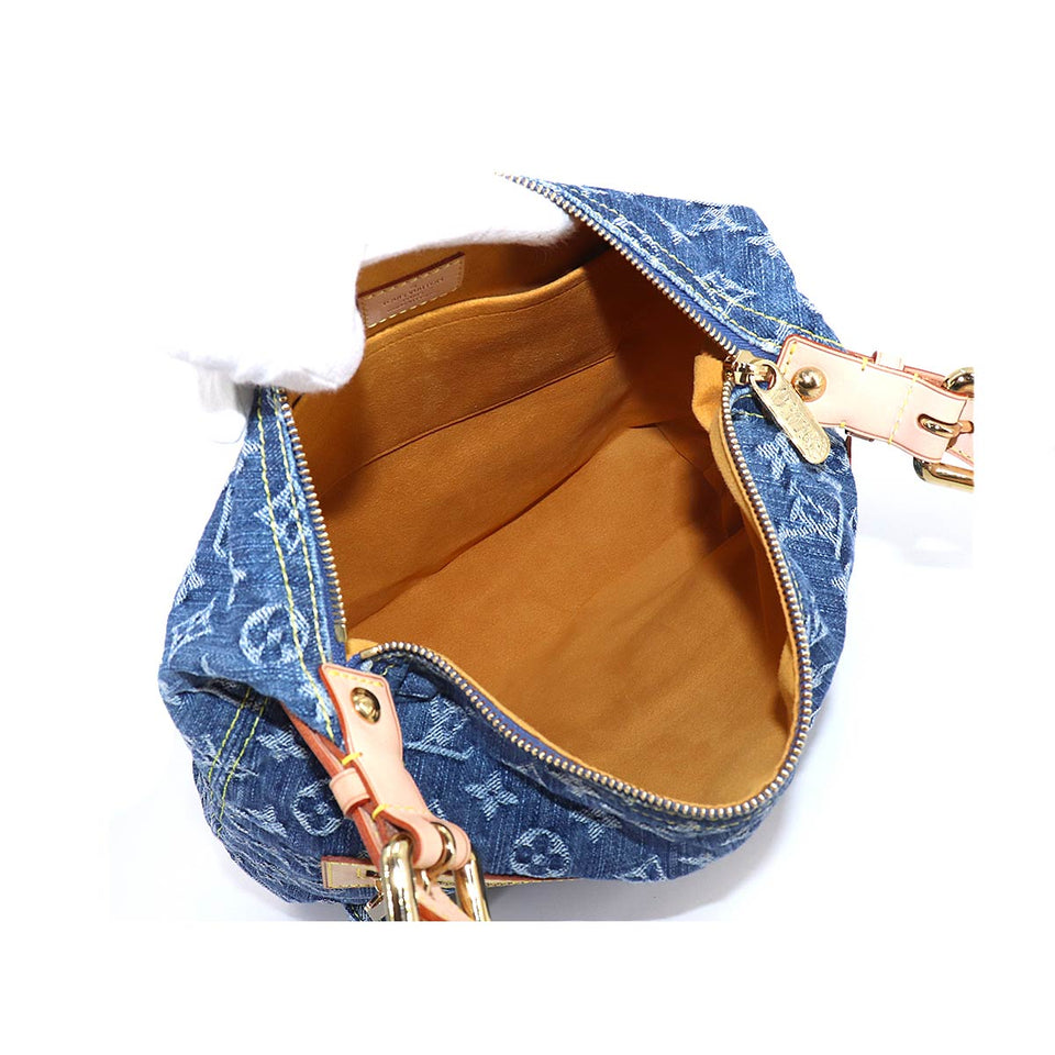 Louis Vuitton Monogram Denim Baggy GM Shoulder Bag Canvas Blue