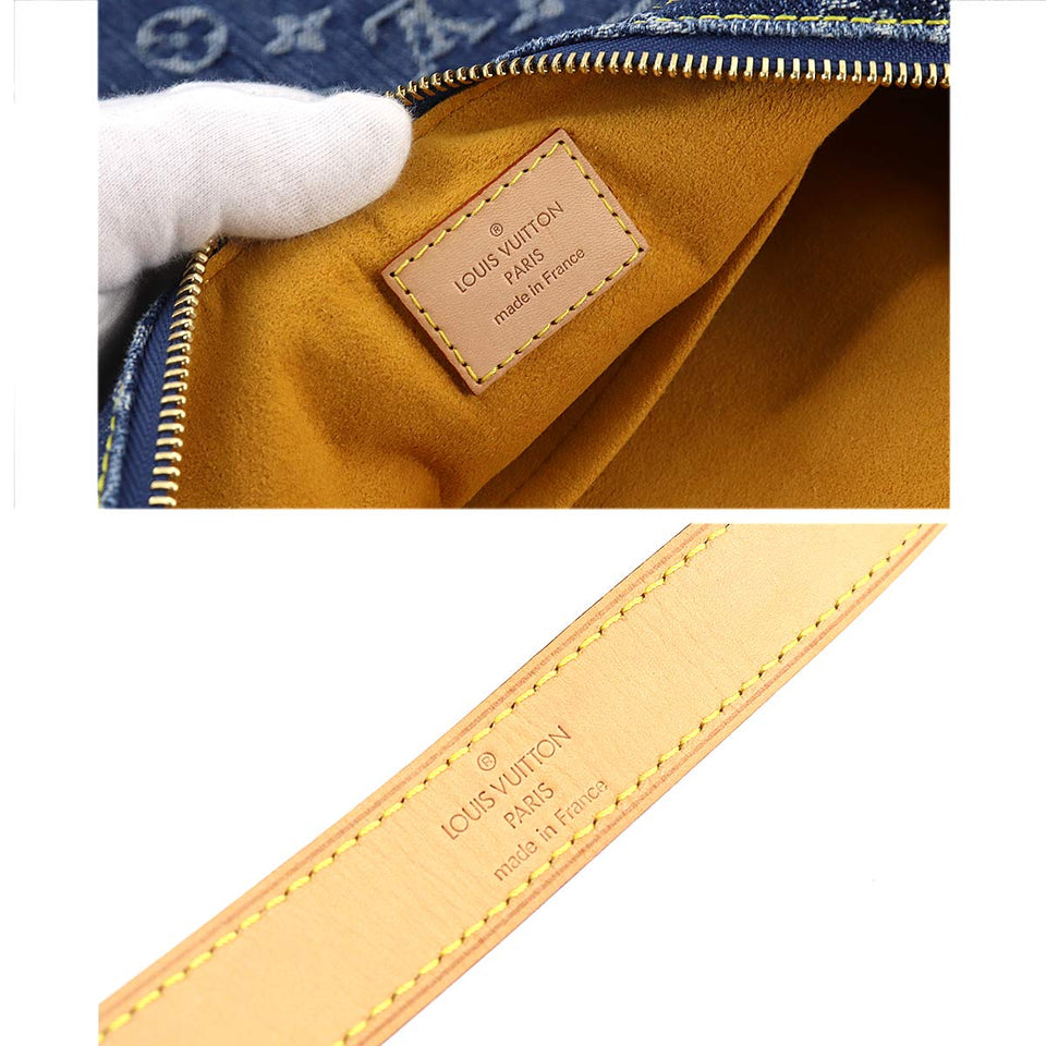 Louis Vuitton Monogram Denim Baggy GM Shoulder Bag Canvas Blue