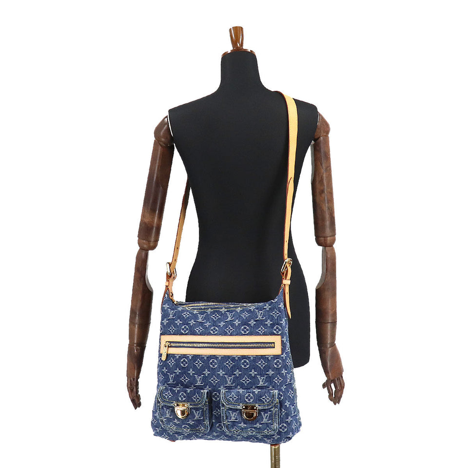 Louis Vuitton Monogram Denim Baggy GM Shoulder Bag Canvas Blue