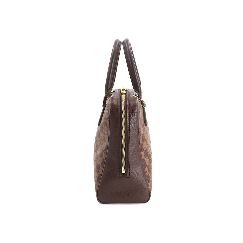 Louis Vuitton Damier Brera Hand Bag Ebene Brown Gold Hardware