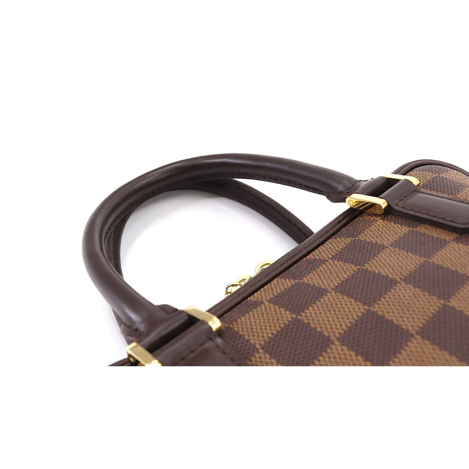 Louis Vuitton Damier Brera Hand Bag Ebene Brown Gold Hardware
