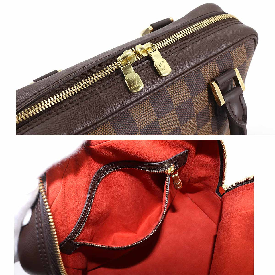 Louis Vuitton Damier Brera Hand Bag Ebene Brown Gold Hardware