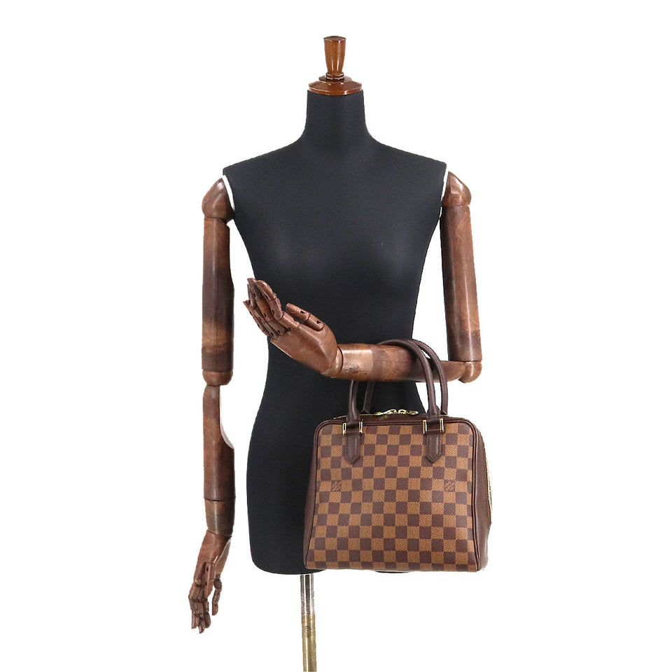 Louis Vuitton Damier Brera Hand Bag Ebene Brown Gold Hardware