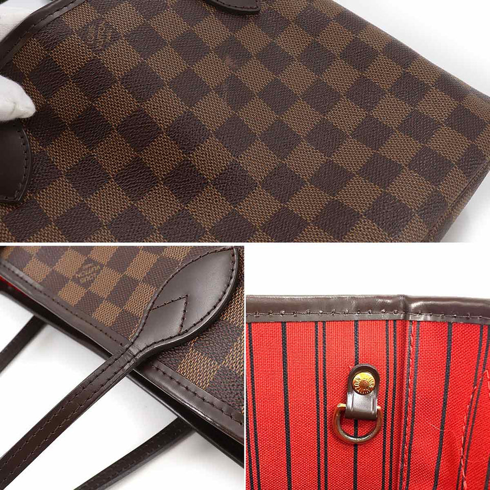 Louis Vuitton Damier Neverfull PM Tote Bag Ebene Brown