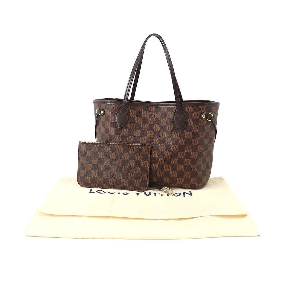 Louis Vuitton Damier Neverfull PM Tote Bag Ebene Brown
