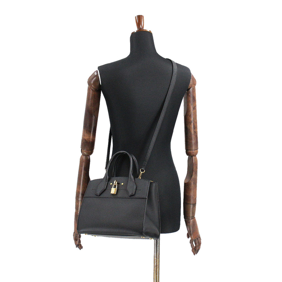 Louis Vuitton City Steamer PM 2way Shoulder Bag Leather Noir