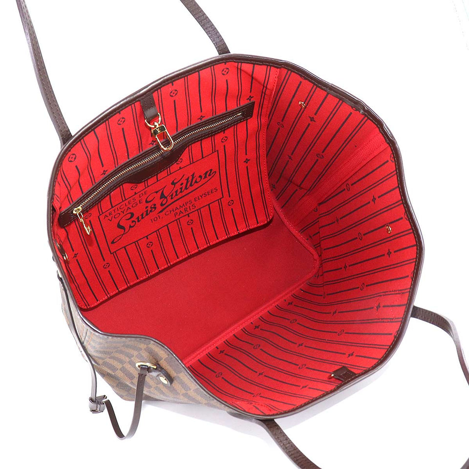 Louis Vuitton Damier Neverfull MM Tote Bag Ebene Cerise Brown