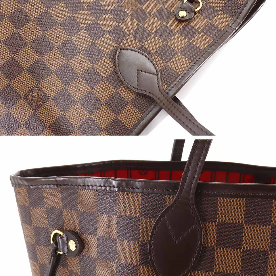 Louis Vuitton Damier Neverfull MM Tote Bag Ebene Cerise Brown