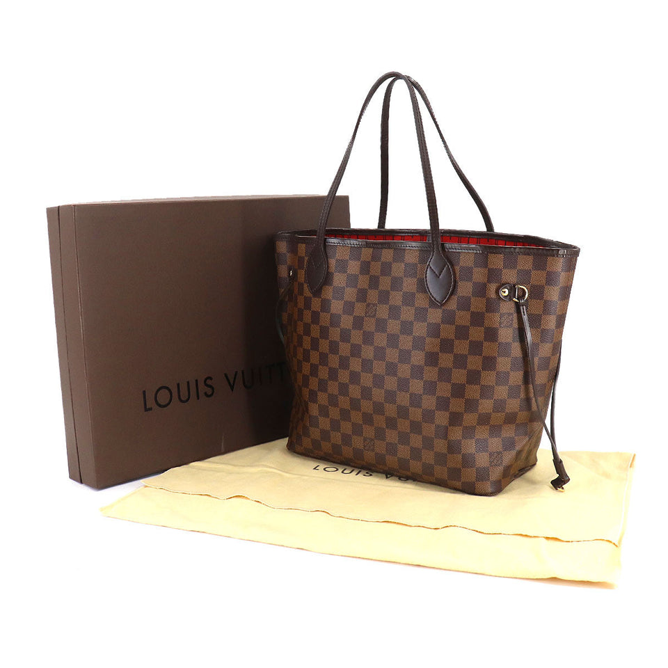 Louis Vuitton Damier Neverfull MM Tote Bag Ebene Cerise Brown